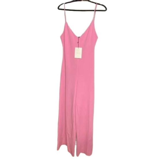 NWT DELUC Tura Jumpsuit Medium Pink Wide Leg Slip Style Spring Summer Vacation - Picture 2 of 5